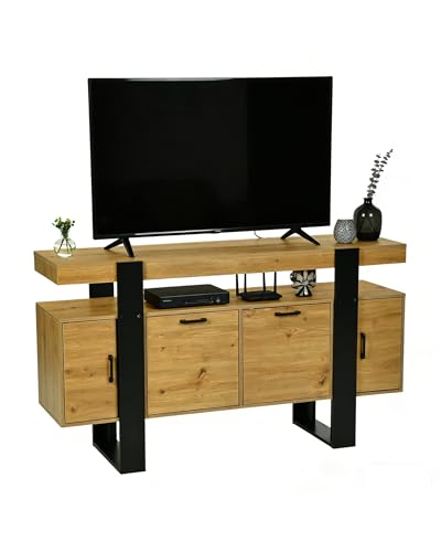 Amveya Meuble TV, Meuble Tele Bois, Grand Meuble Chambre,140X40X80cm,Buffet avec Fonction de Rangement, Idéal pour Les Salons, Les Chambres et Les Salles à...