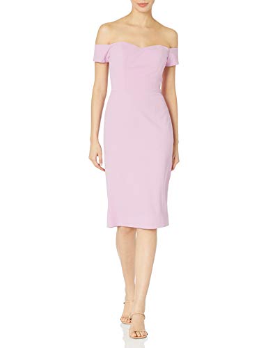 Dress the Population Women s Bailey Off The Shoulder Sweetheart Bodycon Midi Sheath Dress, Lilac, XX-Large
