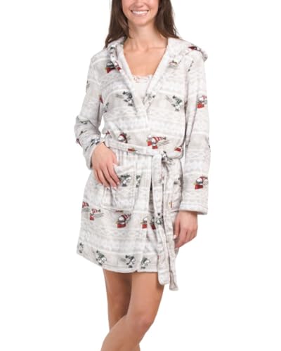 Berkshire Blanket & Home Co Peanuts Snoopy Plush Hooded Robe (Sledding & Skating, Small/Medium)