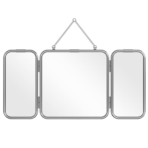Miroir mural carré pliable déco industrielle avec chaîne métallique