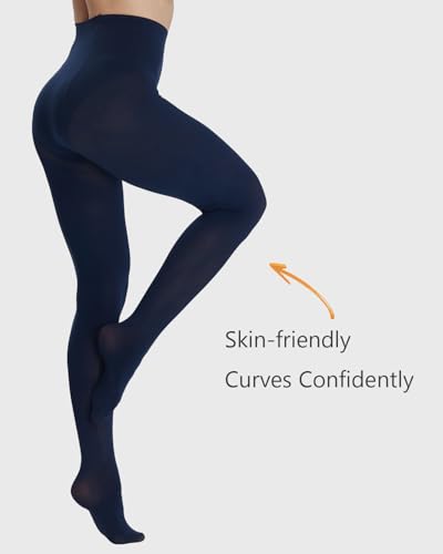 Image of DUCMODA Womens 80 Denier Opaque Tights, Women's Soft Solid Color Footed Pantyhose, High Waist Stocking with 30+ Colors