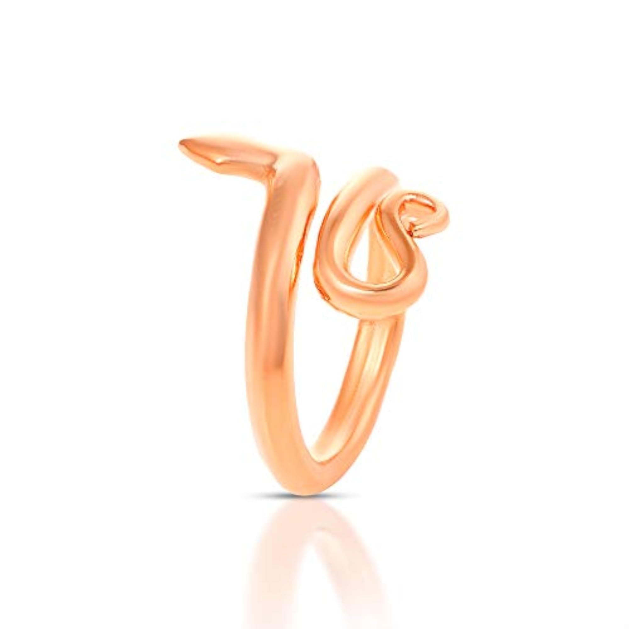 Brass Rose Gold Plated Nagdevta Snake Finger Ring, Adjustable