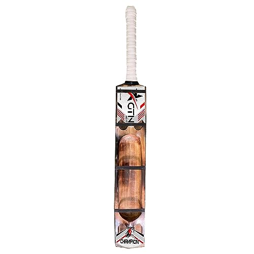 Image of Full Size 33.5 Inch Single Blade Cricket Scoop Burn Design Poplar Willow Bat Set Balance Best for Soft Tennis and Rubber Ball Play Bats for Boys of 12-14 Years (Brun Scoop-01)