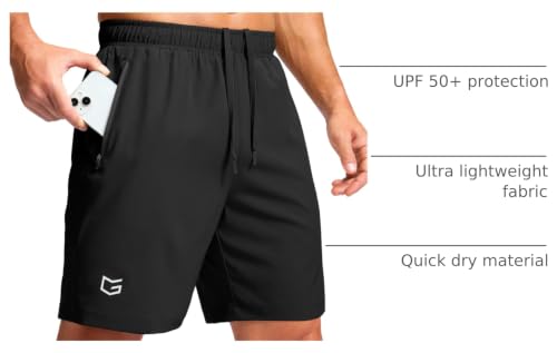 Image of G Gradual Men's Athletic Running Shorts with Zipper Pockets Quick Dry 7 inch / 5 inch / 9 inch Workout Gym Shorts for Basketball Hiking