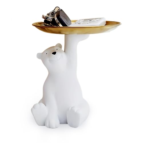 Sonwaha figura de oso bandeja decorativa esculturas de osos con bandeja decorativa caja de almacenamiento de joyas Creativo Recipiente para Llaves en Mesa de Entrada Adecuada para Cualquier ocasión