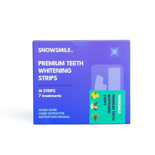 Snowsmile Premium Teeth Whitening Strips, Professional 14 Strips, Safe for Enamel - Non Sensitive Teeth Whitening, Non-Peroxide, Fast and Effective - Includes 7 Treatments + Mouth Opener