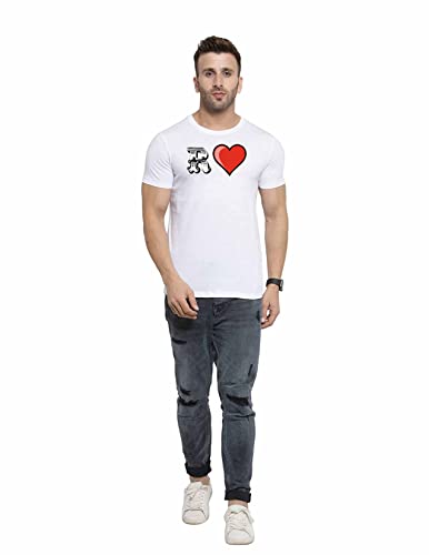 Image of Love Printed T-Shirt for Men and Women Alphabet with Love Heart Graphic Printed T-Shirt Half Sleeve T-Shirt