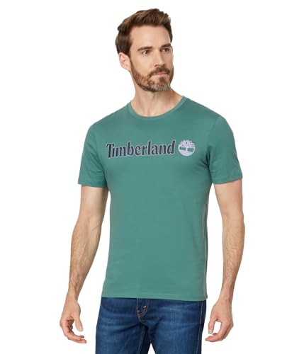 Image of Timberland Mens TFO Wordmark Logo Short Sleeve T-Shirt, Sea Pine, XL