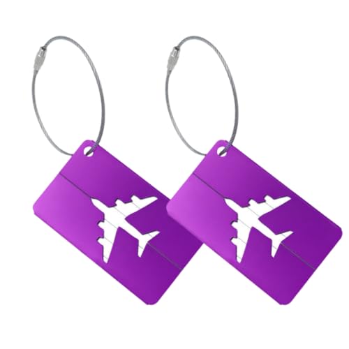 Kit 2 Tags Identificador De Mala Mochila Bagagem Viagem Alumínio Resistente (Roxo)