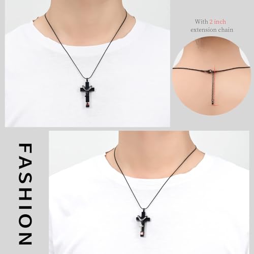 Imrsanl Birthstones Urn Necklaces for Ashes Cross Cremation Pendant Urns for Human Ashes Memorial Keepsake Locket Jewelry (Red Stone)