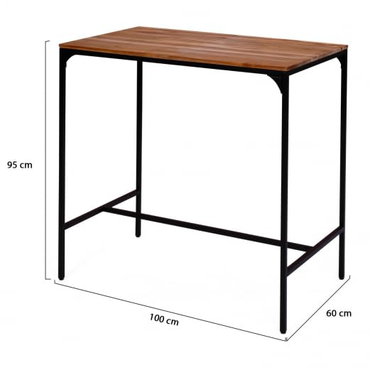 IDMarket – Salón de jardín Panamá Conjunto de bar de mesa alta y 4 taburetes de diseño industrial acacia