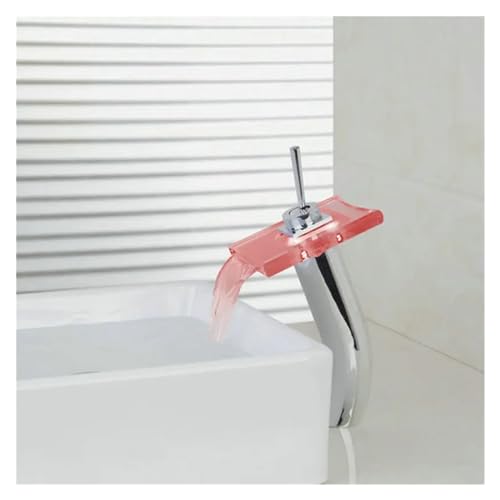 Mitigeur cascade LED chrome pour vasque en verre de salle de bain