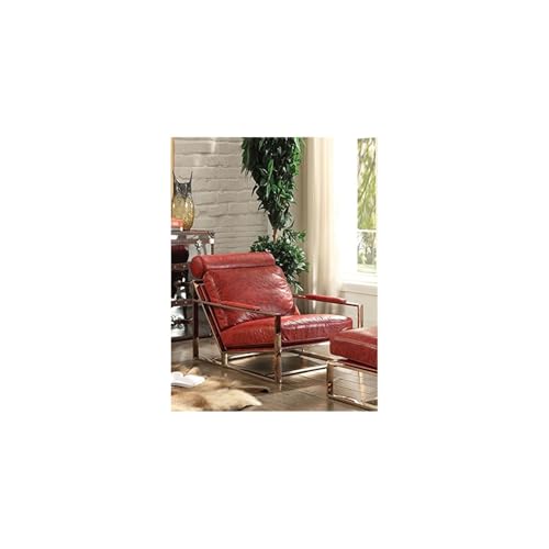 Sillón Plegable Cuero Rojo miniatura 1