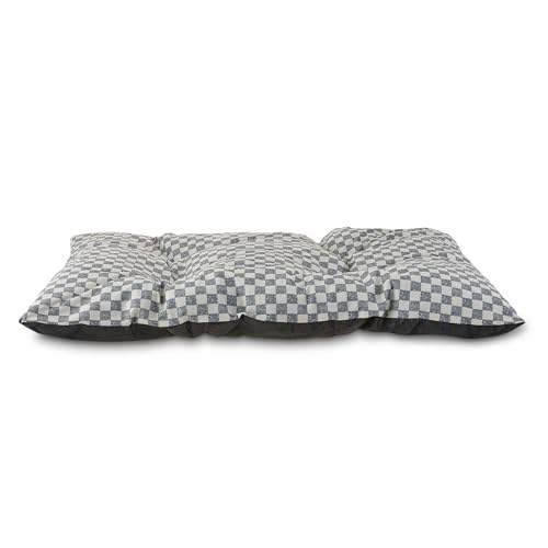 35x27 inch Large Quilted Pillow Dog Bed, Black and White Plaid, Machine Washable, Provides Orthopedic Support for Medium to Large Dogs