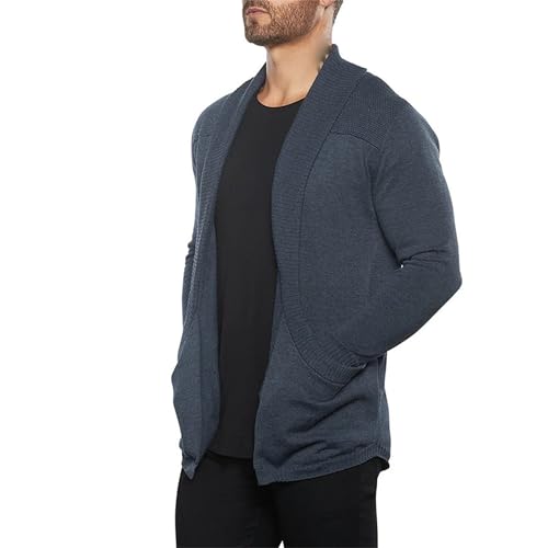 Men Shawl Collar Open Front Knit Cardigan Shawl Collar Casual Knit Sweater Open Front Cable Shawl Collar Cardigan2