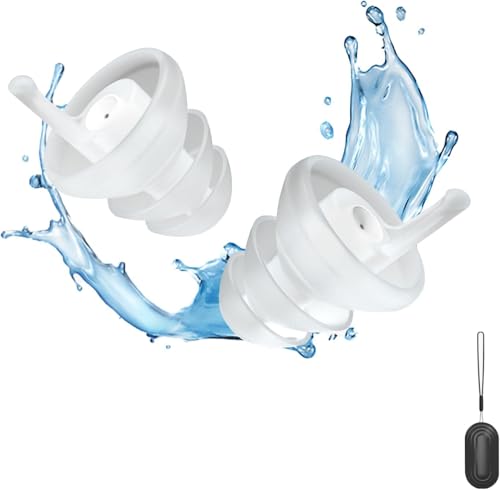 Waterproof Swimming Ear Plugs, Reusable Water Protection Earplugs for Swimming, Surfing, Snorkeling...