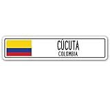 New Cecuta Colombia - Letrero de calle con bandera colombiana de ciudad, campo, carretera, 10 x 40 cm