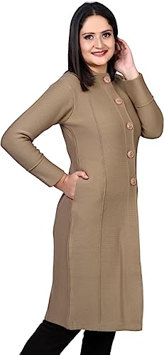 Image of TWENTY ME Winter Wear Casual Acrylic Wool Full Sleeve with Pockets Women's Extra Long Cardigans (4328)