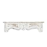 Deco 79 Wood Scroll Distressed 1 Shelf Wall Shelf, 36' x 6' x 9', White