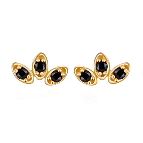 Boucles d'oreilles cartilage en argent 925 doré avec zircon noir éclatant