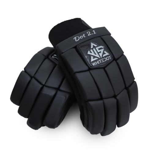 Image of WHITEDOT Sports Dot 2.1 Cricket Batting Gloves||Suitable for Boys|Small Left Hand||Black |Perfect for Young Cricketers, Lightweight and Durable Design for Optimal Performance | Leather