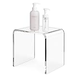 GETCK Acrylic 15 Inch Small Stool, Clear Acrylic Step Stool for Kids and Adults, Water-Resistant Shower Stool, Modern Bathroom Stool, 200 lbs Weight Capacity