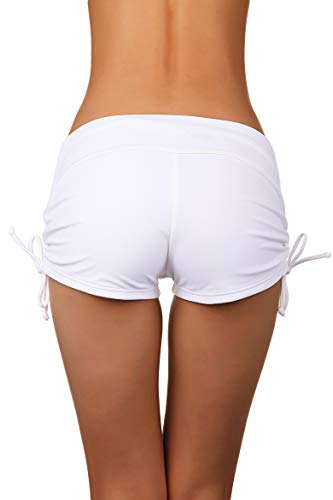 Cokar Solid White Boy Short Swimwear Women Bottoms L #TOP3