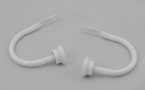 Urbanest Button Metal Drapery Holdbacks, Set of 2, 5 Colors Aailable (Glossy White)