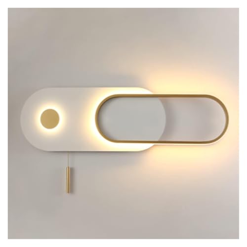 Aplique de pared LED Compatible with interior con interruptor, color negro mate, 17 W, anillo ovalado, lámpara de pared blanca cálida, lámpara de noche Compatible with .,lámparas de techo de araña