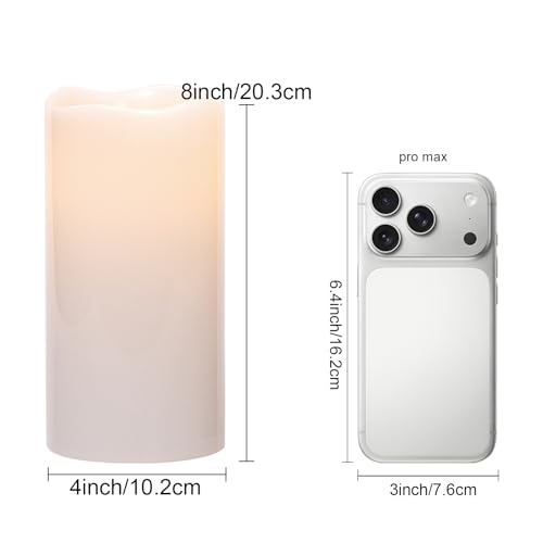 Image of GenSwin Solar Outdoor Waterproof Flameless Candles, 8 inchx4 inch Solar Rechargeable Pillar Candles, Sensor for Dusk to Dawn, for Outdoor, Lanterns, Pation Decorations(Set of 2)