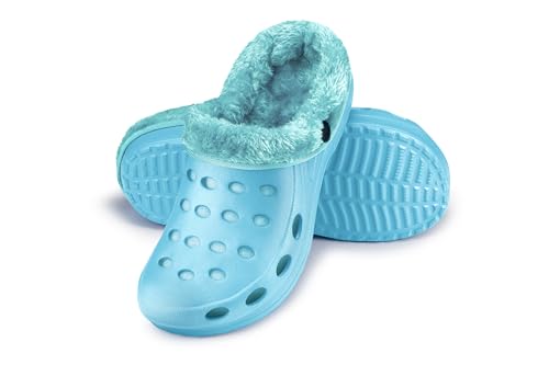 ESTRO Herren Winter Hausschuhe Damen - Hausschuhe Damen Winter Gartenschuhe Gefüttert Gartenclogs Herren Gefüttert A01 (40 Blau)
