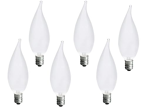 MMBGJKG Frosted Flame Tip Chandelier Light Bulb,e12 Candelabra Bulb 40 watt, 40W E12 Candelabra Base,Candle Light Bulbs for Chandeliers, Ceiling Fan Lights (6PACK)