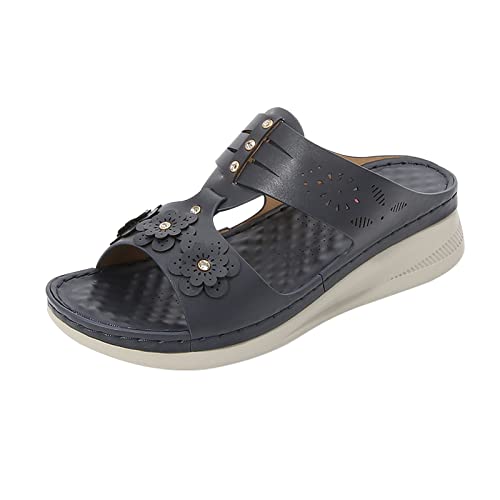 Orthopaedic ls with Arch Support for Women UK Lightweight Comfortable Orthotic ls Shoes Slip On Thick Cushion Slippers Ladies ls Plus Size 5 6 7 8 (Blue 5 UK)