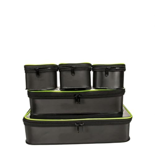 Helilyco Portable EVA Fishing Bag Kit, 5 Sizes Live Fish Bucket and Tackle Storage Box, Resilient Lure Organizer for Carp Angling Camping Outdoor
