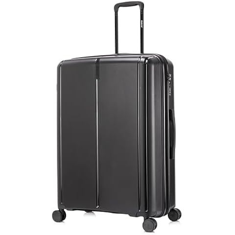 DUKAP AIRLEY Expandable Luggage with Spinner Wheels | 28 in Large TSA Approved Hard Shell Travel Suitcase with Combination Lock, Retractable Trolley, Side Studs, and Gel Handles | Black Cover