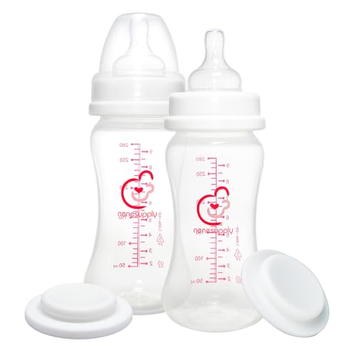 Image of Nenesupply Feeding and Storage Bottles Collection for Spectra S1 S2 Motif Luna Breast Pumps 2 pc 9oz 280ml with Sealing Disc Anti Colic Feeding Bottles Breastmilk Storage Replace Spectra Bottles