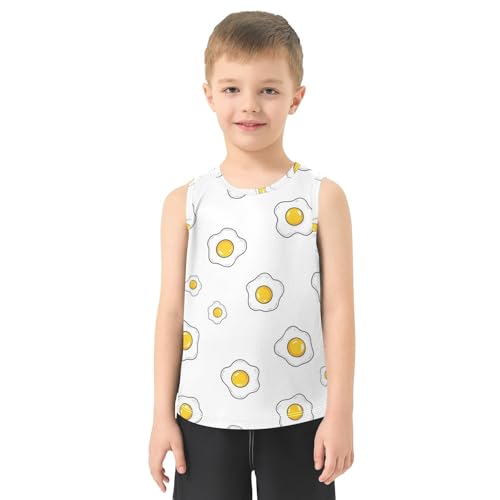 J JOYSAY Cartoon Fried Egg Boys Tank Top Sleeveless Muscle Shirts Quick Dry Active Sport Workout Kids T-Shirts 3-15T2