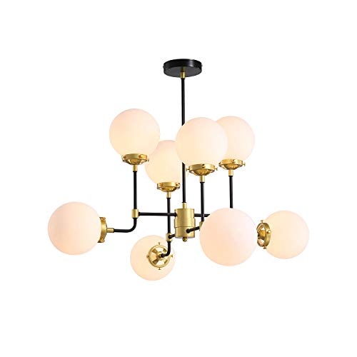 NOXARTE Globe Ceiling Light Glass Chandelier Mid-Century Flush Mount Fixture for Dining Living Room 8 Lights