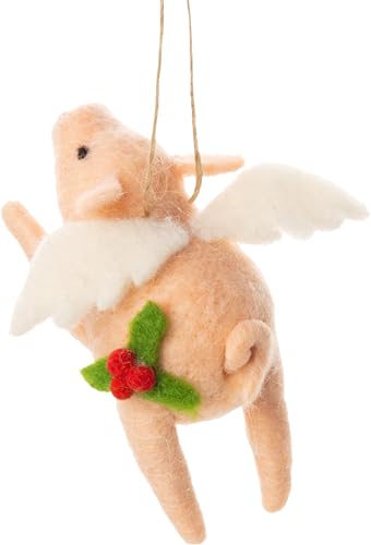 The-Bridge-Collection-Flying-Pig-Ornament-Primitive-Felt-Pig-with-Wings-Christmas-Tree-Ornaments-Farm-Animal-Piggy-When-Pigs-Fly The Bridge Collection Flying Pig Ornament Primitive Felt Pig with Wings Christmas Tree Ornaments Farm Animal Piggy When Pigs Fly