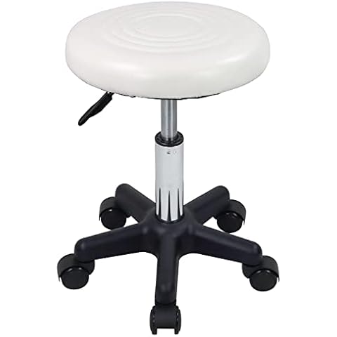 FURWOO Taburete Giratorio Redondo con Ruedas PU Leahter Cover