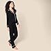 Amazon Essentials Damen Schlafanzug-Set, Baumwollmodal, langärmliges Hemd und durchgehendes Unterteil, Schwarz, L