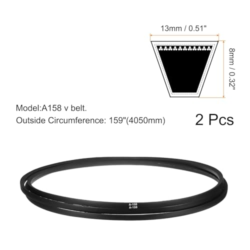 Image of uxcell 2pcs A158 or 4L1600 Classic Wrapped Rubber V-Belt, 158 inch(4000mm) Inside Circumference, A Profile V Belt