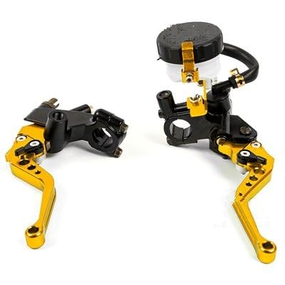 �o�C�N �u���[�L���o Universal 7/8" 22mm Motorcycle Clutch Brake Master Cylinder Reservoir Levers Kit Fluid Reservoir Set �o�C�N �N���b�`���o(YELLO