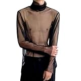 Chemise en maille pour homme avec design en maille transparente, pour rave, événements techno et festivals, convient au style urbain moderne et aux clubs pour hommes.