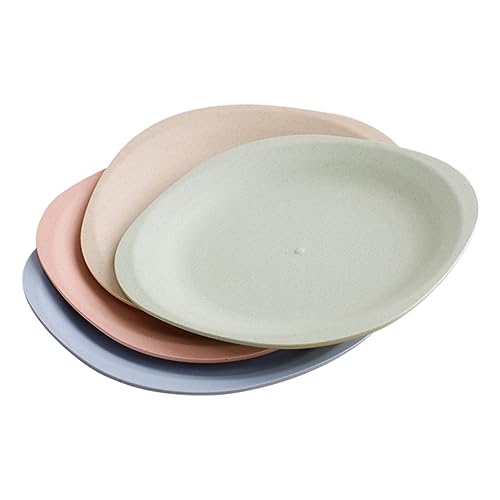 MUCKLILY 4Pcs Wheat Straw Steak Plates Multi Color Snack Serving Dishes Easy to Clean Home Restaurant Seasoning Plates for Dried Fruits Appetizers