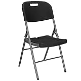 SPRINGOS Klappstuhl Bankett Konferenz-Stuhl Plastikstuhl für Party (Schwarz)