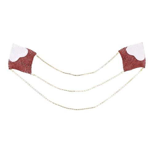 Image of ZGMYC Sparkly Rhinestones Metal Chain Nipple Cover with Tassel, Reusable Adhesive Pasties Sexy Bra Body Chain