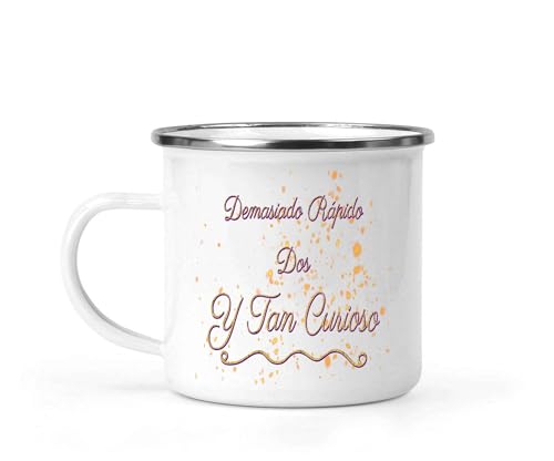 Humorous Gift Idea Novelty Gift for 2nd Birthday - Two Fast 2 Curious Racing Design - Present for - 12 Oz White Stainless Steel Camping Mug