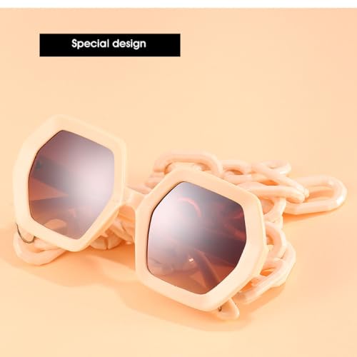 Lunettes de soleil à chaîne polygone au design géométrique et finitions rétro - 2