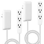 LIDER Flat-Face Outlet Extender with 3 Receptacles, Ultra-Thin Wall Plate Plug with Cord Extender and 3-Outlet Power Strip, 3ft Cord, LWE3-315-W, White